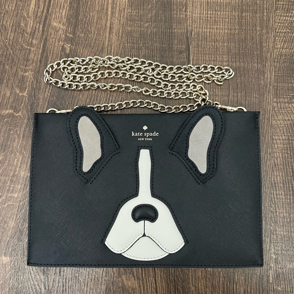 Kate Spade French bulldog Antoine Sima clutch bag crossbody RARE LIKE NEW